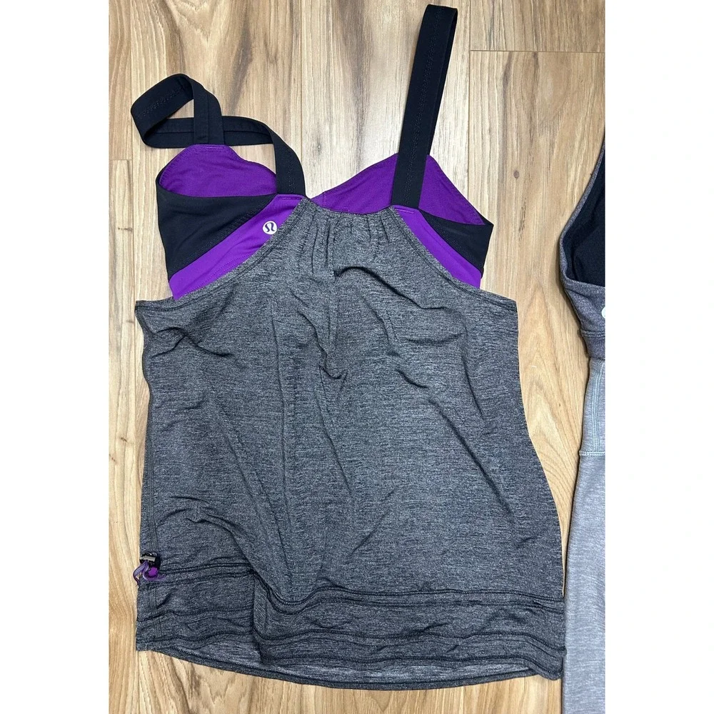 Lululemon Workout Set/3 Womens 4 Tank Top Sports Bra Capri Leggings Gym Athletic